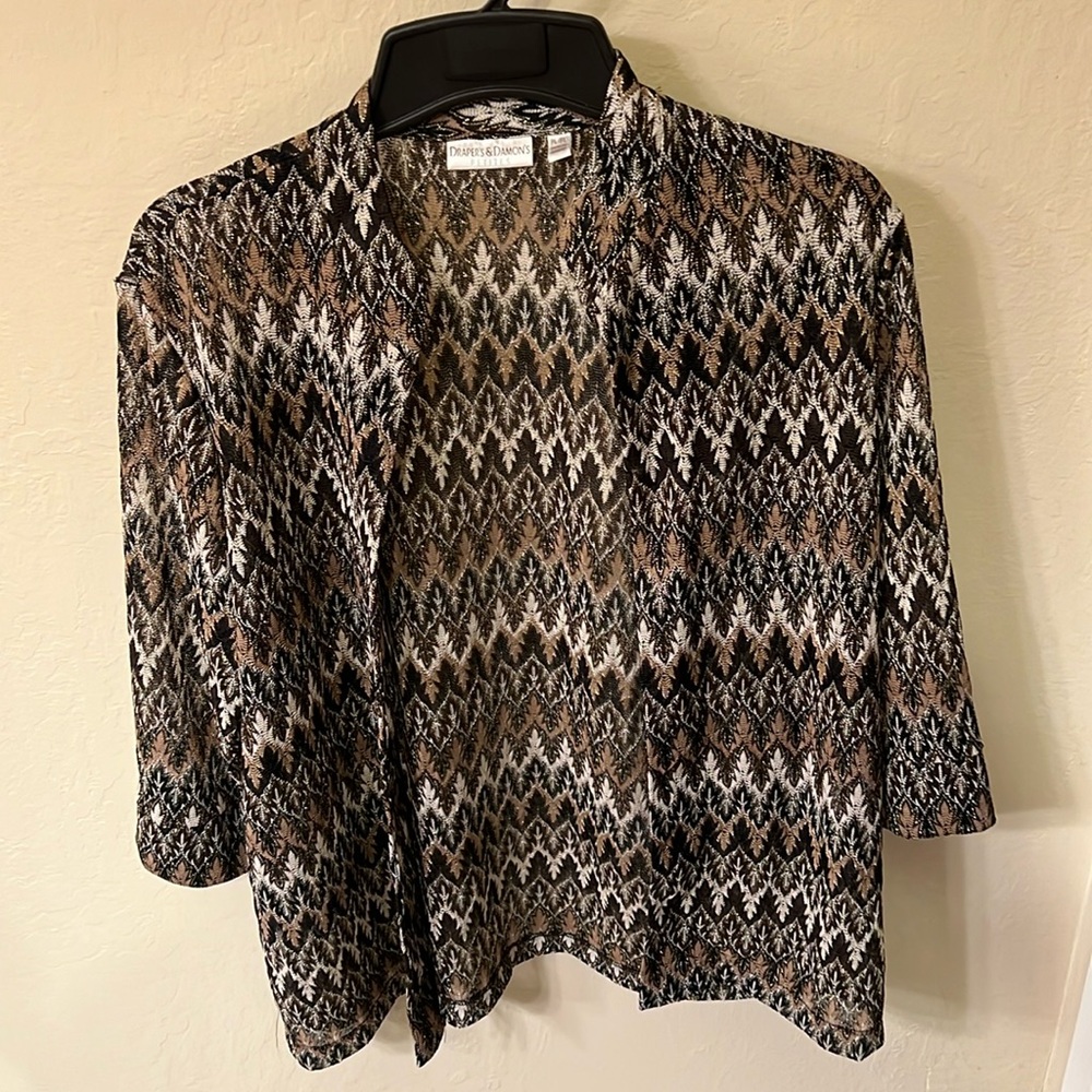 Draper & Damons petite multicolored open shiny jacket. Size PL